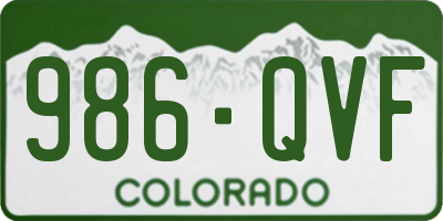 CO license plate 986QVF