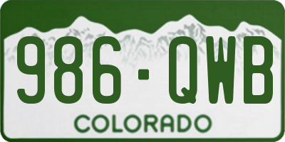 CO license plate 986QWB