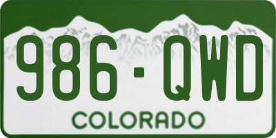 CO license plate 986QWD