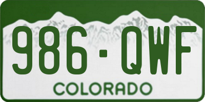 CO license plate 986QWF