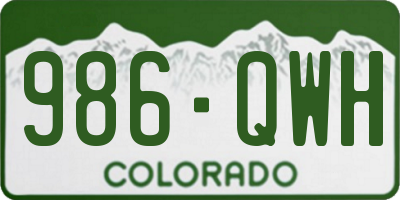 CO license plate 986QWH