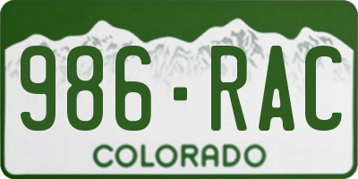 CO license plate 986RAC