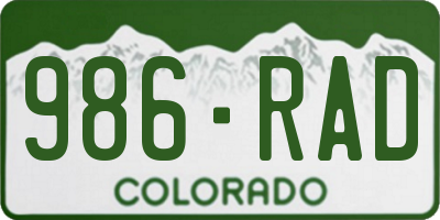 CO license plate 986RAD