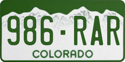CO license plate 986RAR