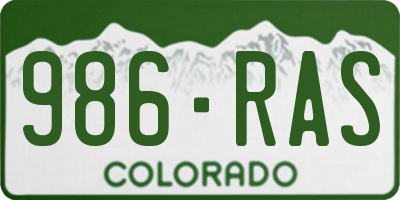 CO license plate 986RAS