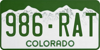 CO license plate 986RAT