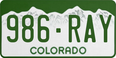 CO license plate 986RAY