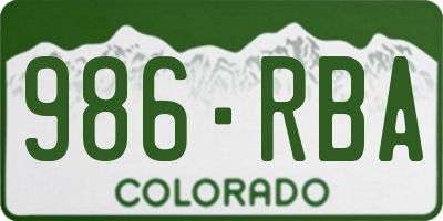 CO license plate 986RBA