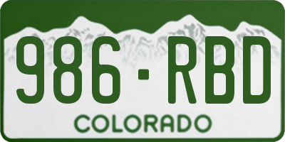 CO license plate 986RBD