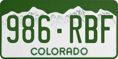 CO license plate 986RBF