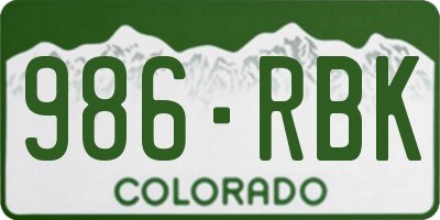 CO license plate 986RBK
