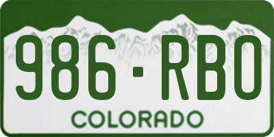 CO license plate 986RBO