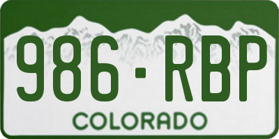 CO license plate 986RBP
