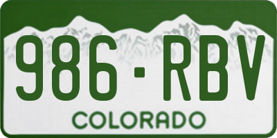 CO license plate 986RBV