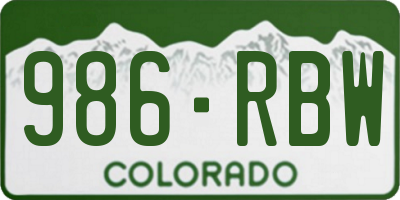 CO license plate 986RBW