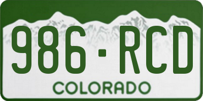 CO license plate 986RCD