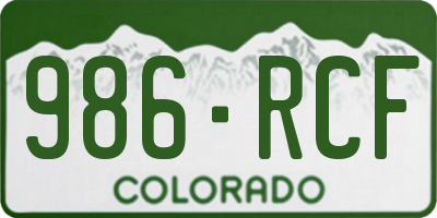 CO license plate 986RCF