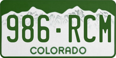 CO license plate 986RCM