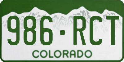 CO license plate 986RCT