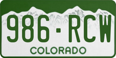CO license plate 986RCW