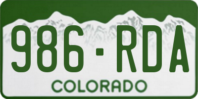 CO license plate 986RDA