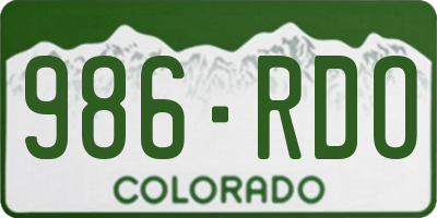 CO license plate 986RDO