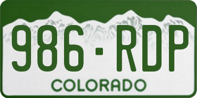 CO license plate 986RDP
