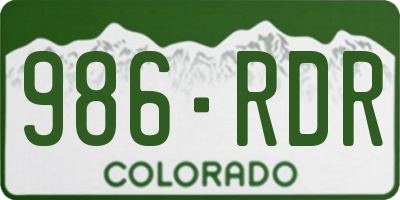 CO license plate 986RDR