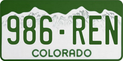 CO license plate 986REN