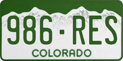 CO license plate 986RES
