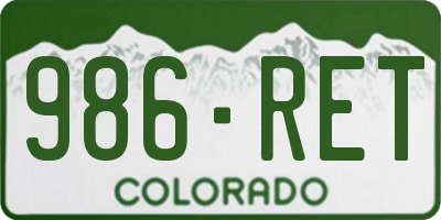 CO license plate 986RET