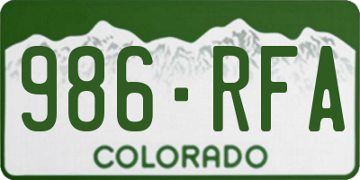 CO license plate 986RFA