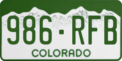 CO license plate 986RFB