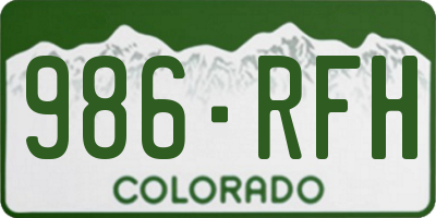CO license plate 986RFH