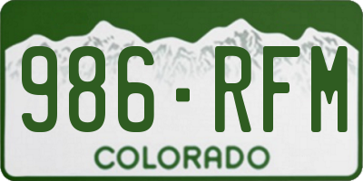 CO license plate 986RFM