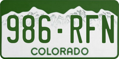 CO license plate 986RFN