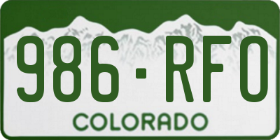 CO license plate 986RFO