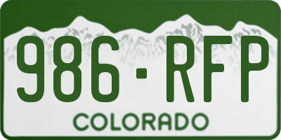 CO license plate 986RFP