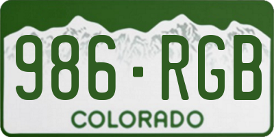 CO license plate 986RGB