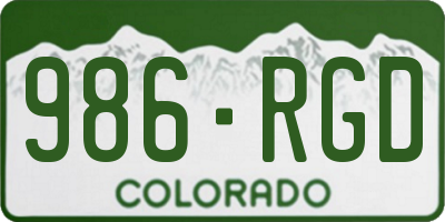 CO license plate 986RGD