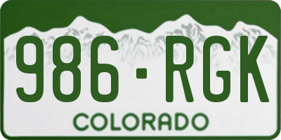 CO license plate 986RGK