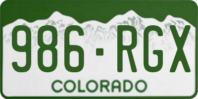 CO license plate 986RGX