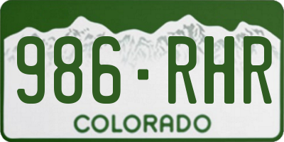CO license plate 986RHR