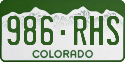 CO license plate 986RHS
