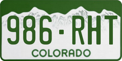 CO license plate 986RHT