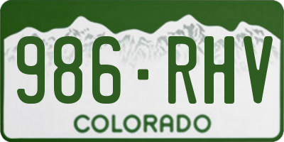 CO license plate 986RHV