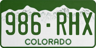 CO license plate 986RHX