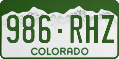 CO license plate 986RHZ