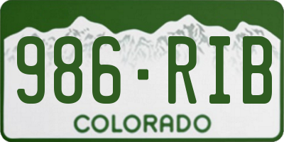 CO license plate 986RIB