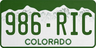 CO license plate 986RIC